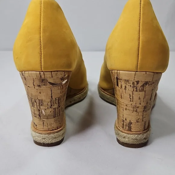 Cole Haan Yellow Wedge Espadrilles With Wooden Heel Size 10